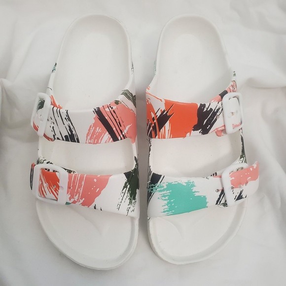 FUNKYMONKEY Women's Comfort Slides Double Buckle Adjustable EVA Flat Sandals 6 - Picture 2 of 7